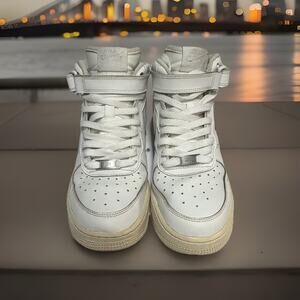 Nike Air Force 1 Mid Sneakers Youth Size 6.5 White 314195-113 Streetwear Lace Up